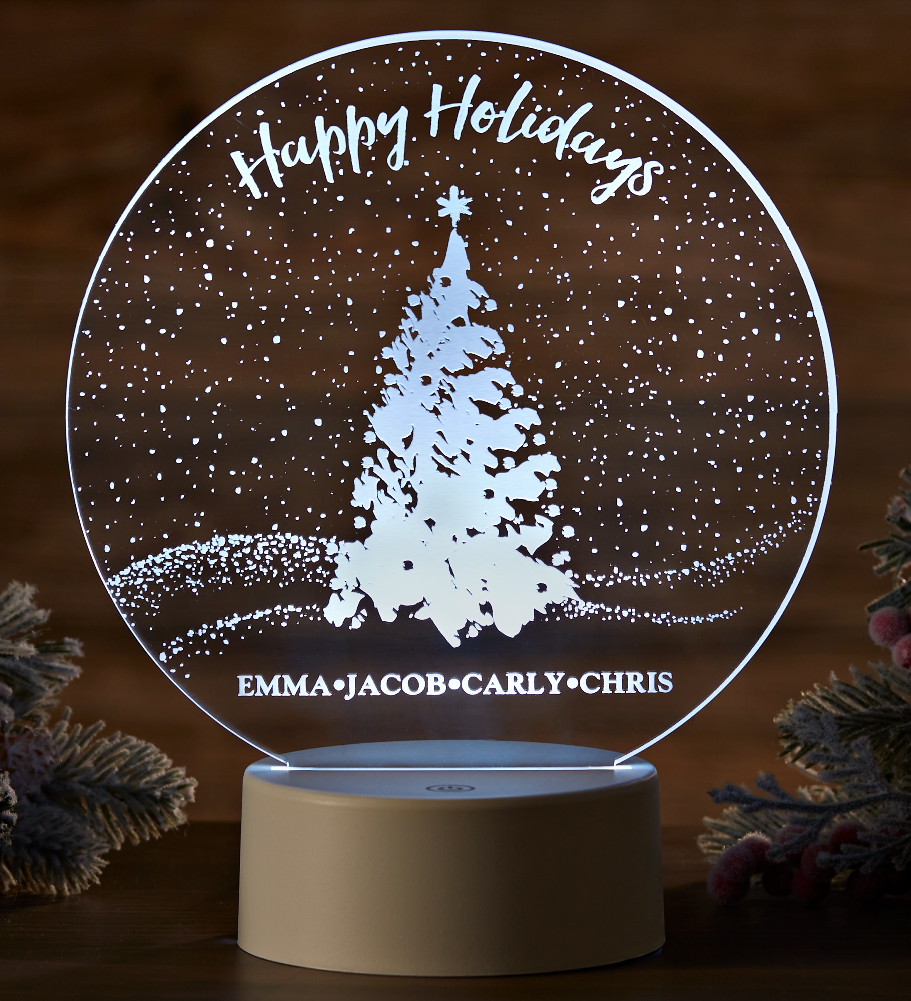 Christmas Snowscape Personalized LED Sign